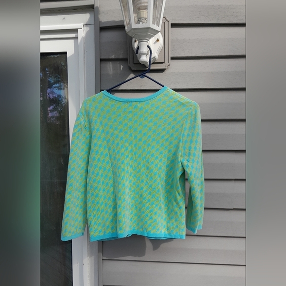 Lilly Pulitzer Aqua Blue and Green Button Up Cardigan Large - Picture 6 of 6